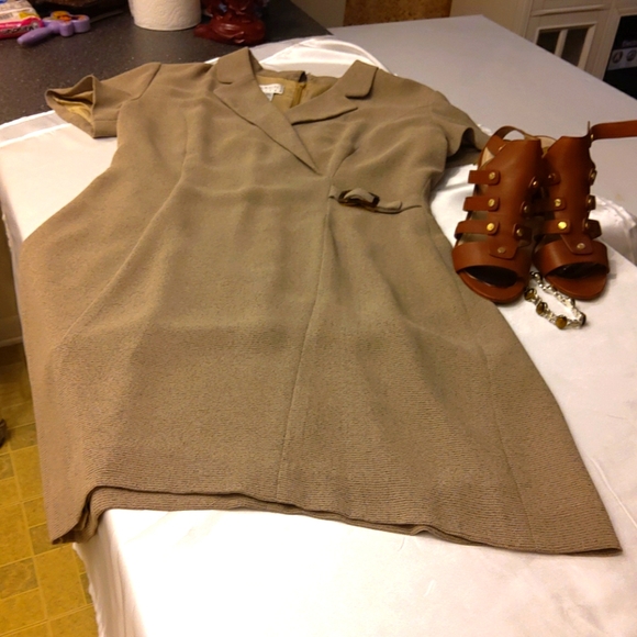 Talbots Dresses & Skirts - Talbots creme and brown  Beautiful  dress size 14p